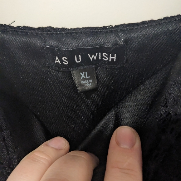 Black with floral patterned skirt, high low dress - Picture 2 of 3